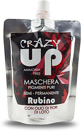 Crazy Up Maschera Colorante Senza Ammoniaca Semipermanente per Capelli - 200 ml (Rubino)