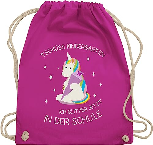 Shirtracer Turnbeutel Rucksack - Schulanfang & Einschulung Geschenk - Tschüss Kindergarten Einhorn - Unisize - Fuchsia - geschenke für schultüten einschulung-schulanfang schulanfänger kita