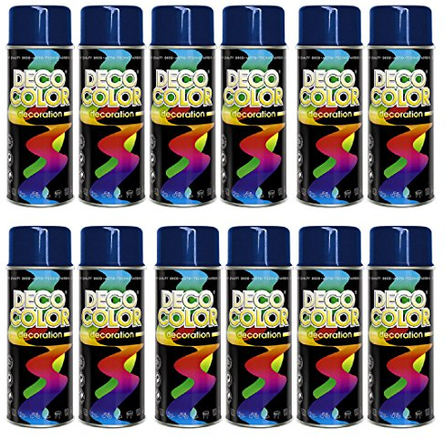 Deco Color 12er Sparpack (1 Karton) Lackspray glänzend 400ml saphir blau glanz RAL 5003