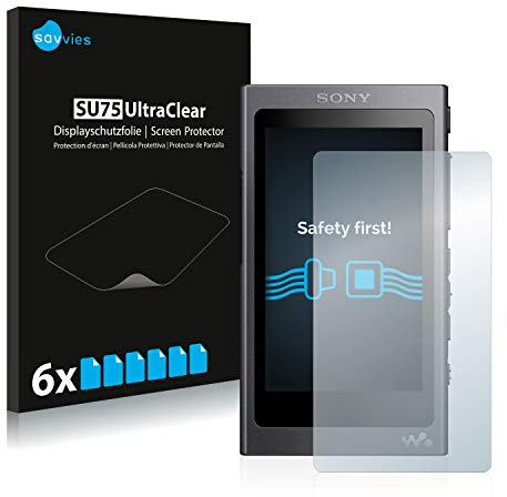 Savvies Schutzfolie für Sony Walkman A40 | 6 Stück Transparenter Displayschutz Made in Germany Ultra-Klar Displayschutz-Folie
