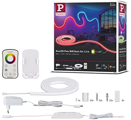 Paulmann 70965 MaxLED Flow Strip 13.5 Watt LED Strip Base Set Dimmable 1.5 m RGB White Plastic