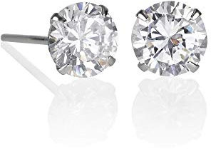 ZAVANA Solitär-Ohrstecker für Herren, Einzelstein-Ohrstecker aus Sterling Silber mit 4 mm oder 6 mm runden Zirkonia