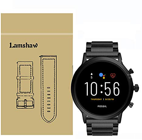 Ceston Edelstahl-Metall-Ersatzarmband für Smartwatch Fossil The Carlyle HR Gen 5, Schwarz