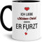 Tassendruck Tasse mit Spruch Liebeserklärung - Obwohl Du furzt - für den Onkel - Kaffeetasse/Geschenk-Idee/Lustig/Liebe - Innen & Henkel Schwarz