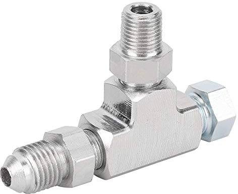 Qiilu Racor en T de 1/8 Npt, 3 vías NPT de 1/8 a 4AN y Adaptador de Bloque de Enchufe Racor en T Sensor de presión de alimentación de Aceite