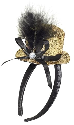W WIDMANN MILANO Party Fashion - Haarreif mit Minizylinder, Minihut mit Schleife, Accessoire für Faschingskostüme