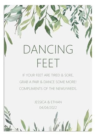 PMPrinted Greenery Personalised A5, A4 OR A3 Wedding Sign - Wedding Reception Decor. Rustic Eucalyptus Design (Dancing Feet)