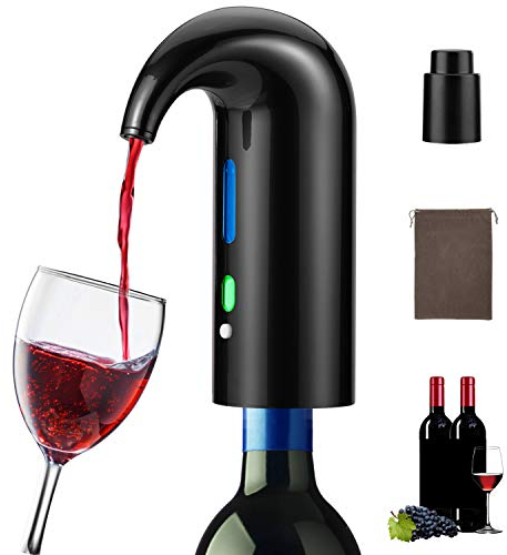 Aeratore di Vino Elettrico, Decanter Portatile One-touch Wine Pourer, Distributore di Ossidante per Vino con Ricaricabile USB, Accessori per Vino Rosso per Viaggi, Casa e Bar (Black)