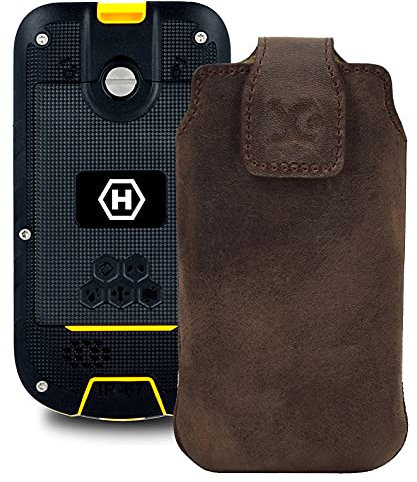 Suncase Original Tasche kompatibel mit Hammer Bow+ Hülle Leder Etui Handytasche Ledertasche Schutzhülle Case in antik braun