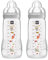 MAM Easy Active Trinkflasche im 2er-Set (330 ml), Baby Trinkflasche inklusive MAM Sauger Größe 2 aus SkinSoft Silikon, Milchflasche mit ergonomischer Form, 4+ Monate, Weltall