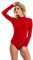 MAGI Langarm Damen Body Bodysuit mit Halbkragen Basic Body mit langen Ärmeln (M, Rot)