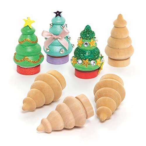 Baker Ross FC226 Weihnachtsbäume aus Holz zum Bemalen - 8er Pack, Holzfiguren für Kinder, Holzbasteleien zum Basteln und Dekorieren, Weihnachtsdekorationen zum Selbermachen