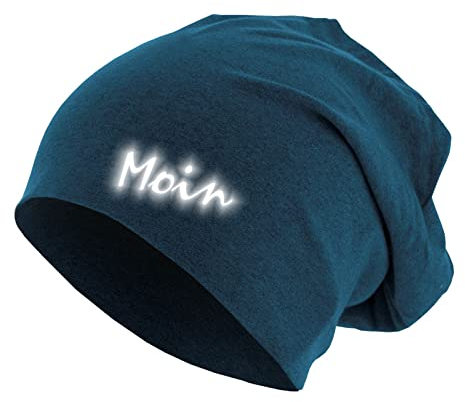 Stylischer Jersey Beanie aus Baumwolle mit reflektierendem Moin Druck Perfekt für Nordlichter, ideal für Freizeit und Sport, Unisex, vielseitig tragbar Heather Royal OneSize (M/L)