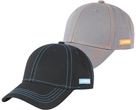riverso Herren Cap RIVNoel 2er Pack Baseballcap Snapback Kappe Sport Verstellbare Outdoor Mütze Basic Einfarbig 100% Baumwolle Einheitsgröße Schwarz Grau Grün Blau Braun Rot
