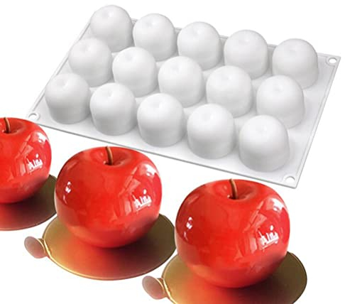 Stampo per torta in silicone Bakeware Mousse per dessert Stampo per candela per sapone fai-da-te, 15 fori Mela