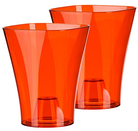 Tymar Orchideentopf Übertopf, 2er-Pack, transparent, Blumentopf, Blumenkübel für Orchidee, Pflanzentopf aus Kunststoff, Moderne, schlanke, Quadratische Form, ORCHPS001 (Rot Transpartent, ø 12 cm)