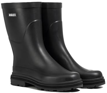 Aigle Women's Mid Rain Boot, 9000 Black, 36 EU