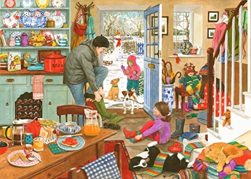 The House of Puzzles - Woolly Hats & Wellies Jigsaw - 1000 Piece Jigsaws For Adults, Artist Illustrated, Scenic Landscape, Deluxe Puzzle Gifts