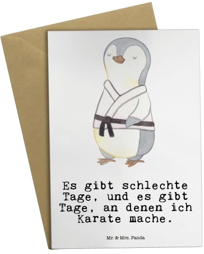 Mr. & Mrs. Panda Grußkarte Karate - Geschenk, Hobby, Gewinn, Geburtstagskarte, Kampfkunst, Selbstverteidigung, Einladungskarte, Klappkarte,
