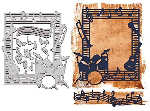 GLOBLELAND Spieluhr Stanzformen für die Herstellung von Kartendekoration Trommel Musikinstrument Musiksymbol Stanzformen Schablonen für Scrapbooking Fotoalbum
