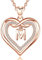 AEONSLOVE Buchstaben Kette Kupfer Rosegold Herz M Buchstaben Anhänger Halskette mit Namen Namenskette Damen Frauen Mädchen Initialen Alphabet Schmuck Geschenk