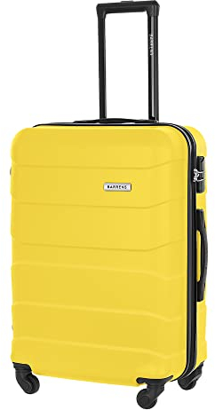 BARRENS Reisekoffer Mittelgroß Koffer Trolleys Hartschalenkoffer ABS Material Handgepäck für Flugzeug mit 4 Rollen Spinnerräder Rollkoffer Gepäck Suitcase Groß Mittel Leicht 66x46x26 cm 60 L (Gelb)
