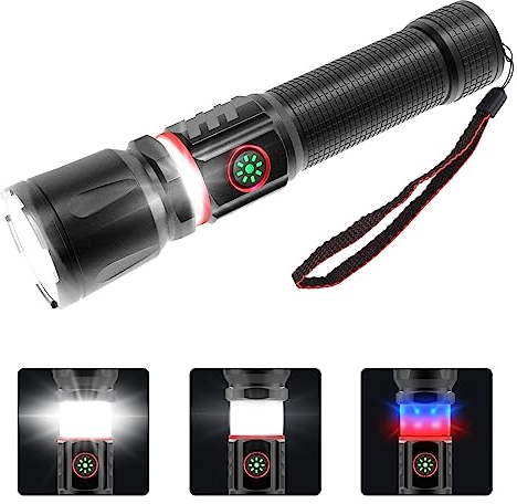 ErayLife Lampe Torche LED Rechargeable, 10000 Lumen Puissante Lampe de poche ave Lampe 360 ° Cob, Portable Zoomable Torche, Étanche Flashlight pour Camping Randonnée Urgence
