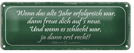 FEMER Blechschild Spruch 27x10cm wenn das alte Jahr erfolgreich Dekoration