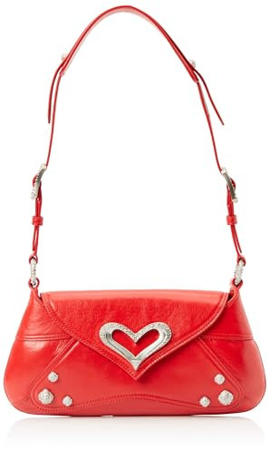 Pinko Damen 520 Shoulder Classic Naplack Vintage Tasche, R30s_rot-gebürstetes Silber