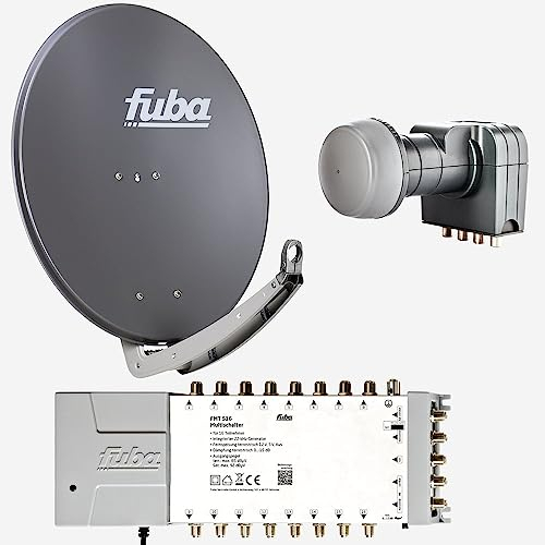 Fuba Sat Anlage 16 Teilnehmer | DAA 780 A Satellitenschüssel 80cm Alu anthrazit (Testergebnis: ausgezeichnet)* + Fuba Quattro LNB + Fuba Sat Multischalter 16 Teilnehmer (DVB-S2, HDTV, UHD 4K/8K, 3D)