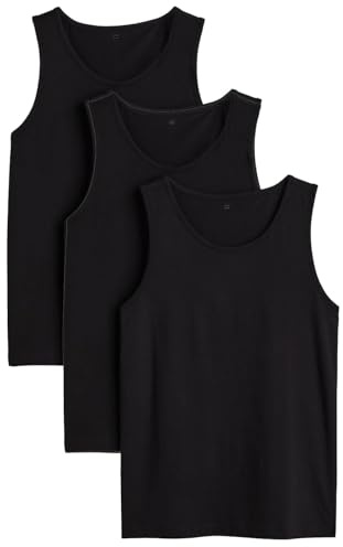 ZRWASKA® Men's Vests Tank Tops Black Sleeve-Less Plain Cotton Undershirts Out Door Breathable Slim Fit Summer Top Vest Everyday Athletic wear Easy Fit Dry-Fit Workout Shirts Black (Pack 3) Size Large