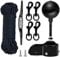 NQ Flag Pole Repair Parts Kit with 50 Feet Nylon Flag Pole Rope, 4 Pcs Flag Pole Swivel Snap Clips, Flag Pole Truck with Pulley, Flag Pole Top Black Ball, Cleat, Flagpole Accessories Tool Kits