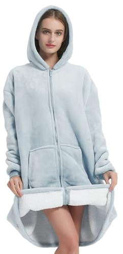 HiZYNEAT Hoodie Decke Damen Herren Warm Kapuzendecke für Frauen tragbare Decke (hellgrün)