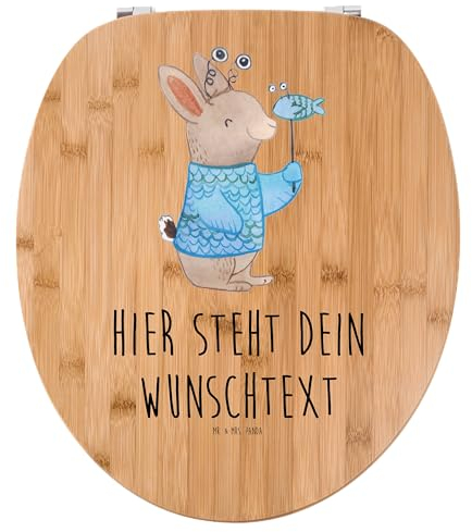 Mr. & Mrs. Panda Personalisierter WC Sitz Motiv Fische Astrologie - Personalisierte Geschenke, Klobrille, Geschenkidee Zum Geburtstag, Toilettendeckel mit Namen, Fischer, Sternzeichen, WC-Deckel