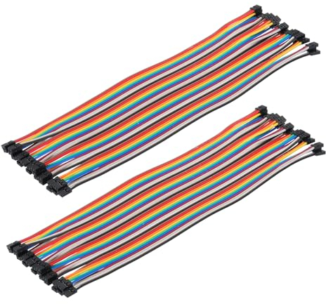 sourcing map 2.0MM(2P) Female to 2.0MM(2P) Female Breadboard Jumper Wire 2.54MM Pitch Ribbon Cable 20cm Long Electronics Breadboard Ribbon Cables for Breadboard Electronic Projects Pack of 2