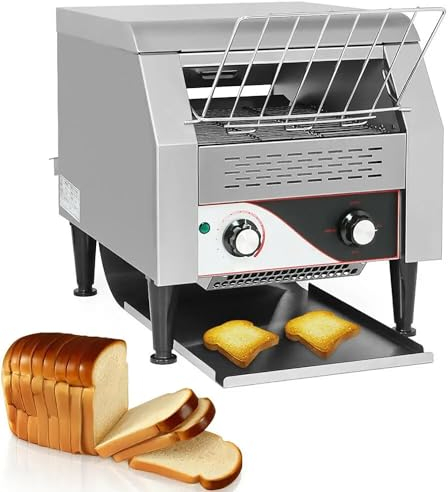 Tostadora transportadora comercial 150/300/450 rebanadas/hora, tostadora para restaurante Horno tostador de acero inoxidable de 2200 W para restaurante/buffets/día familiar/camping 150Slices/Hour