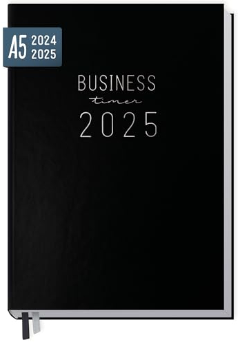 Häfft® Business-Timer 2024/2025 A5 Schwarz Buchkalender 18 Monate: Juli 2024 bis Dez. 2025 - Terminplaner, Wochenkalender, Terminkalender, Wochenplaner - nachhaltig & klimafreundlich