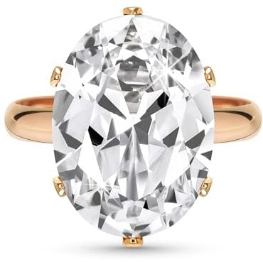 Linawe Rose Gold Promise Love Rings for Women, Cubic Zirconia Imitation Diamond Moissanite Adjustable Solitaire Ring, Birthstone Wedding Engagement Dupes Costume Jewellery