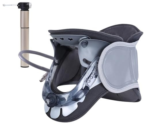 Nackenstrecker,Professionelle Nackenstütze,Verstellbare Halskrause Mensch,Nackenbuckel weg,mit Traction und Airbag Support,Stabil für die Entlastung der Halswirbelsäule Druck für Frauen & Männer