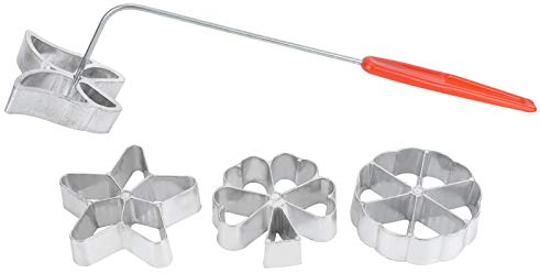 TOWEBOORY 4 Stück Rosetteneisen mit Griff, Ausstechformen Keksausstecher Rosettenwaffeleisen Teigformer Keksform Rosetteneisen Tauchform Backformen Laub Schmetterlinge Stern Schneeflocke