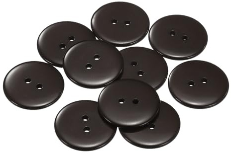 QUARKZMAN 10 Stück Dunkelbraun Knöpfe 25 mm Große Nähknöpfe 2 Löcher Harz Runde Bastelknöpfe Ersatzknöpfe für Mantel Kleidung Jacke Hemden Blazer DIY Handwerk Scrapbooking Dekoration
