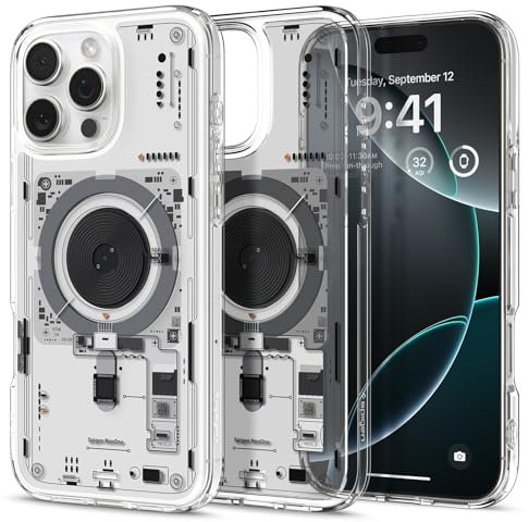Spigen für iPhone 16 Pro Max Hülle [Anti-Yellowing] Ultra Hybrid MagFit Case Handyhülle Transparent Dünn Slim Kompatibel mit MagSafe -Neo One