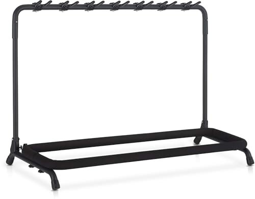 Classic Cantabile 7-fach Multi-Gitarrenständer - Ständer für Gitarren und Bässe - Zusammenklappbar für einfachen Transport - Verstellbare Halsstützen - Schaumstoffpolsterung - Metallkonstruktion