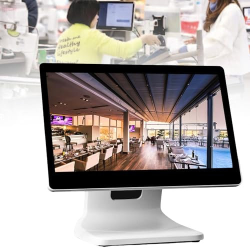 FJYAWEN Caisse Tactile, Caisse enregistreuse Tactile, Caisse Enregistreuse De Restaurant, 1366 x 768 Écran Tactile Caisse enregistreuse SSD 64 Moniteur à écran Tactile