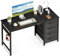 ODK Desk with 4 Drawers, Computer Desk with Headphone Holder, PC Table, Reversible Office Table (Black, 120cm)