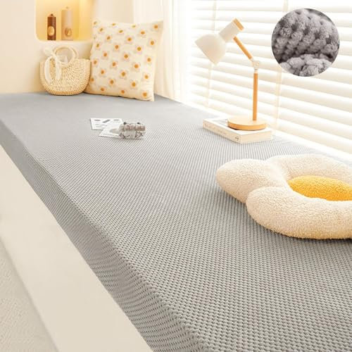 YFHT Benutzerdefinierte Bankkissen Sitzkissen Bank Für Innen Fensterbank Window, Cord Waschbar Sitzpolster Bankauflage, rutschfest Sitzauflagen Für Bänke, Sitzbank Kissen Eckbank Auflage (Grau)