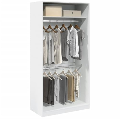Xichuzi Kleiderschrank Weiß 100x50x200 cm Holzwerkstoff, Schlafzimmerschrank, Kleiderschränke, Garderobenschrank, Ordnungssystem Kleiderschrank, Haushaltsschrank - 3307801