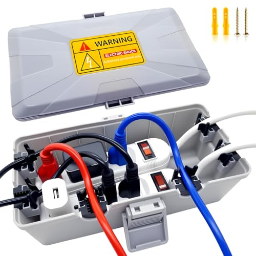 Boîtier électrique extérieur étanche pour rallonges et multiprises - Protection IP54 - Couvercle de prise de courant résistant aux intempéries pour prise de minuterie, prises, prises, décoration