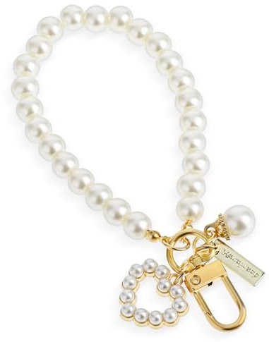 Schlüsselanhänger Perlen, Taschenschmuck Autoschlüsselanhänger Weiß Süße Schlüsselanhänger Damen Keychain Geschenk Taschenanhänger für Frauen Mädchen DIY Dekoration Schlüssel Muttertagsgeschenk