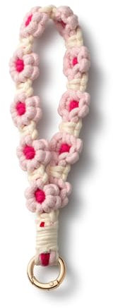 AOKSUNOVA Schlüsselanhänger Blumen Rosa Makramee Schlüsselanhänger für Damen Schlüsselband Kurz